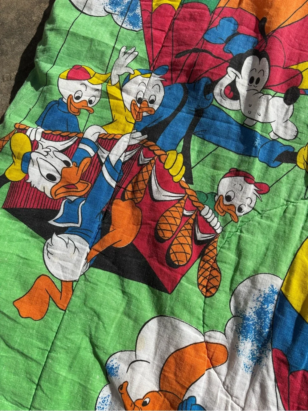 Vintage Disney Mickey & Friends Sleeping Bag  70s Mickey blanket READ